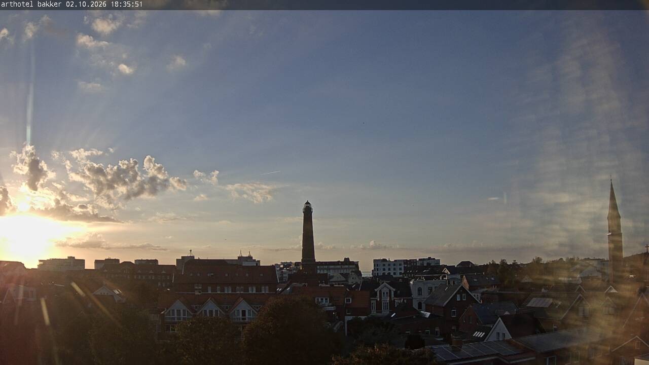Archiv Foto Webcam Borkum: Blick auf Altstadt und Leuchtturm