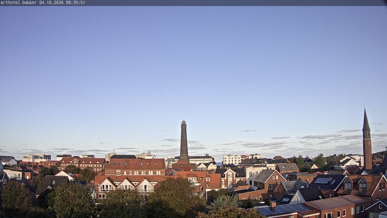 Archiv Foto Webcam Borkum: Blick auf Altstadt und Leuchtturm