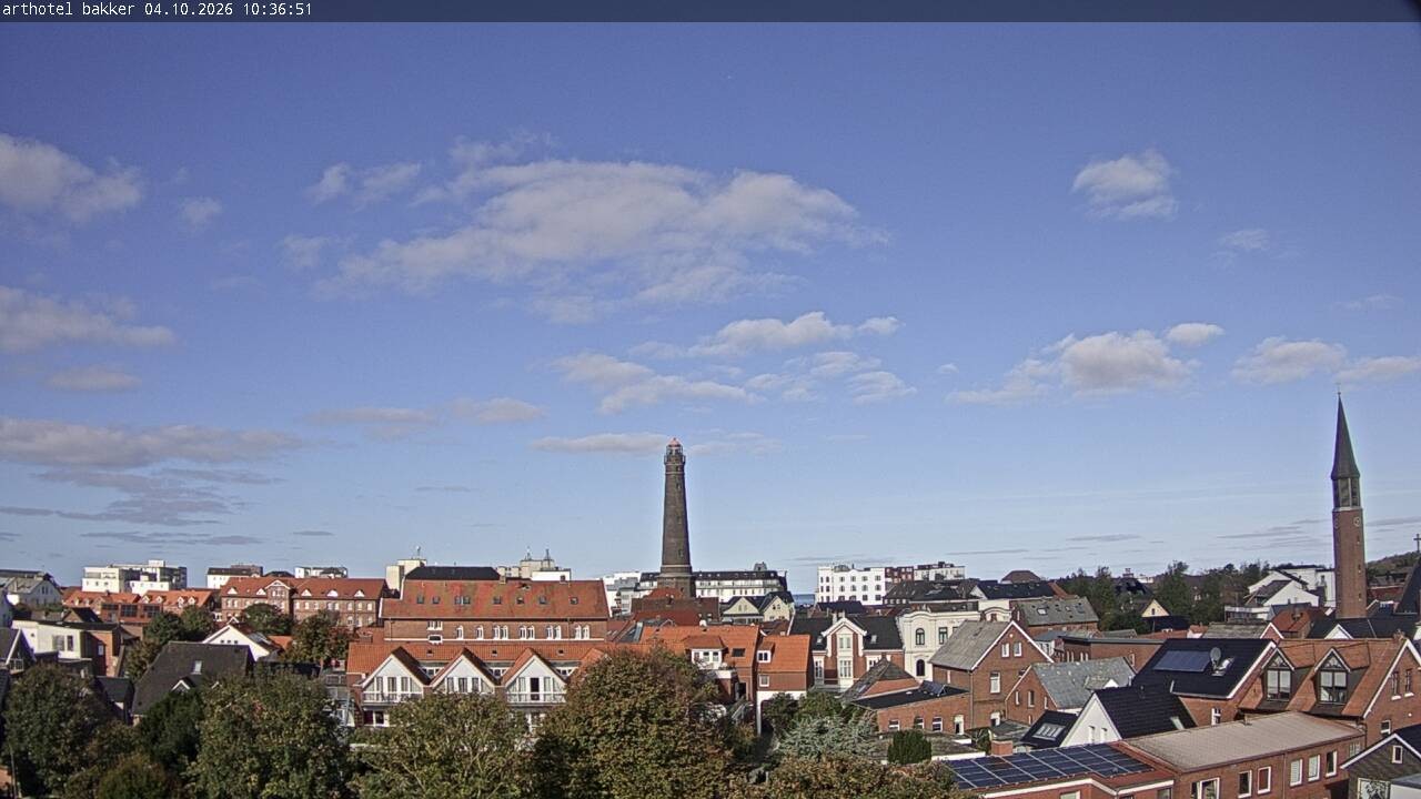 Archiv Foto Webcam Borkum: Blick auf Altstadt und Leuchtturm