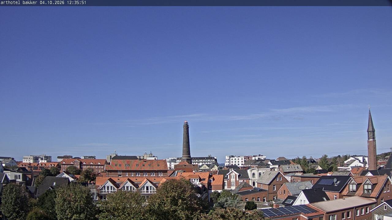 Archiv Foto Webcam Borkum: Blick auf Altstadt und Leuchtturm