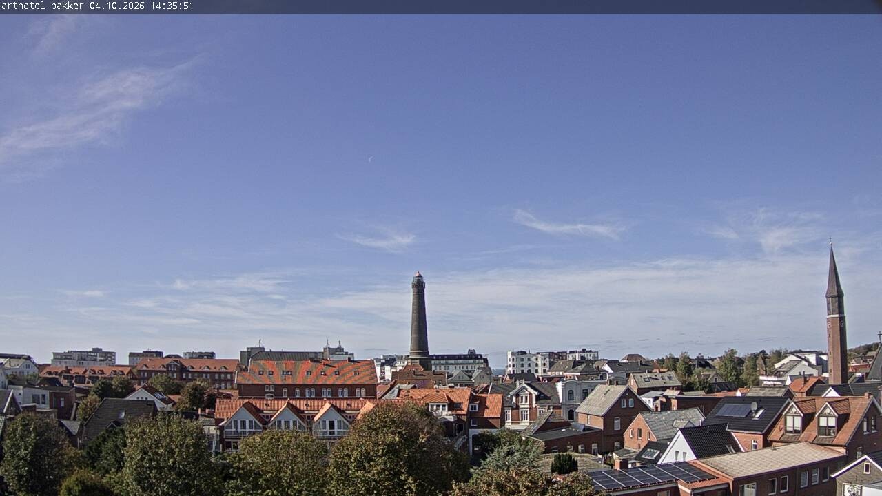 Archiv Foto Webcam Borkum: Blick auf Altstadt und Leuchtturm