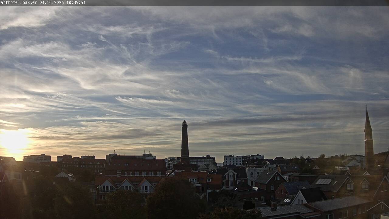 Archiv Foto Webcam Borkum: Blick auf Altstadt und Leuchtturm