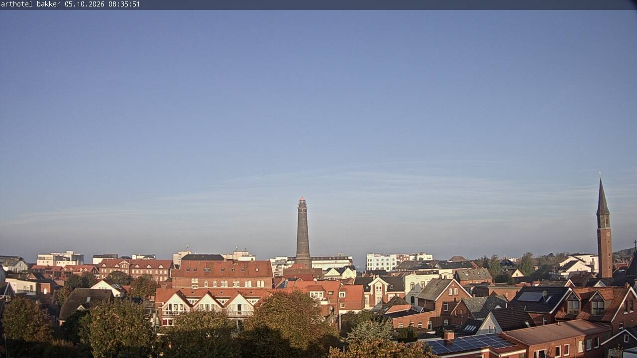 Archiv Foto Webcam Borkum: Blick auf Altstadt und Leuchtturm