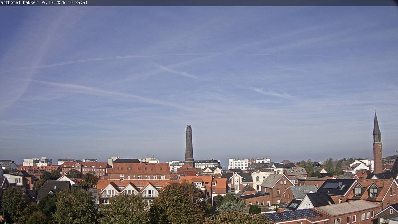 Archiv Foto Webcam Borkum: Blick auf Altstadt und Leuchtturm