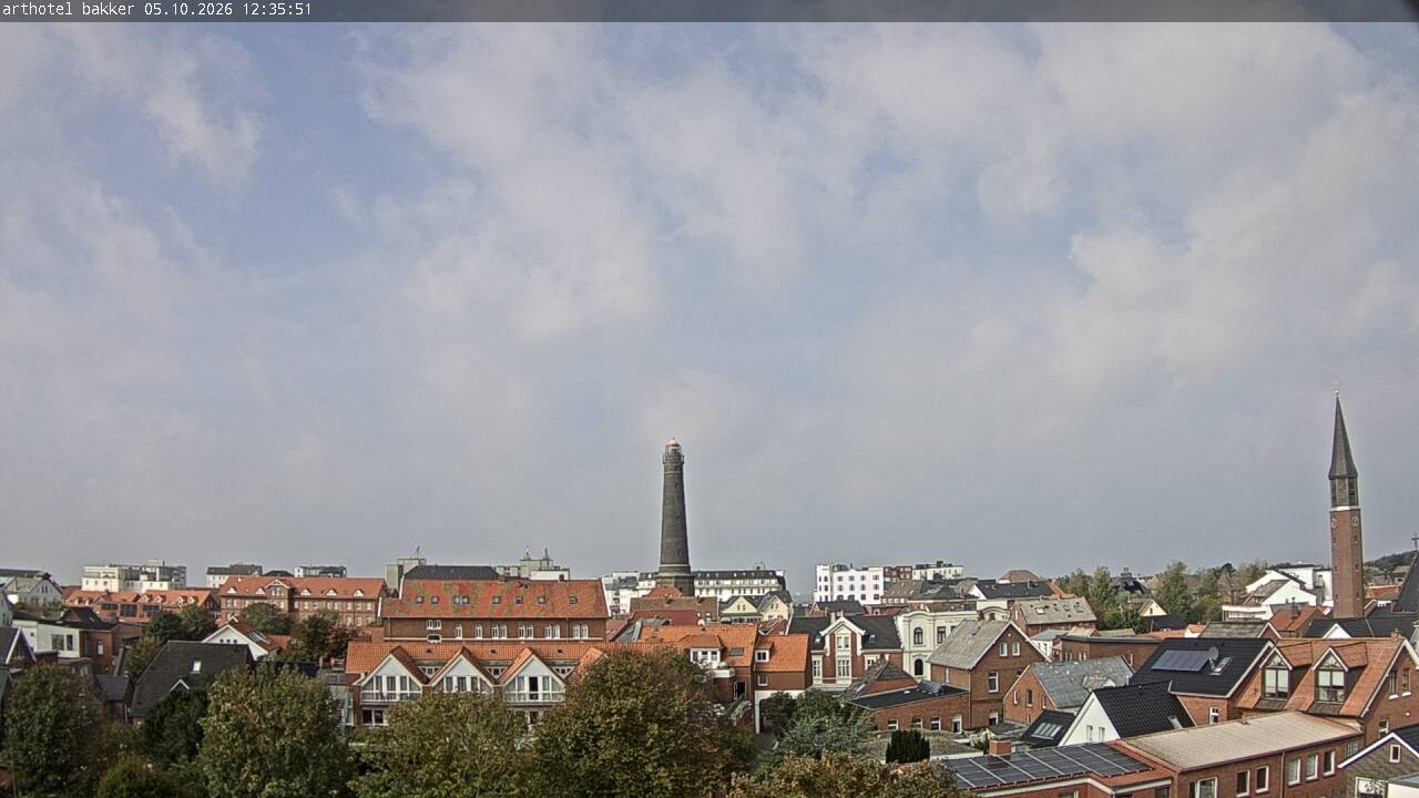 Archiv Foto Webcam Borkum: Blick auf Altstadt und Leuchtturm