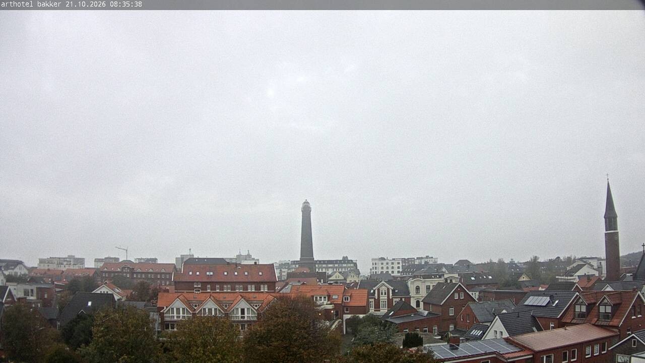 Archiv Foto Webcam Borkum: Blick auf Altstadt und Leuchtturm