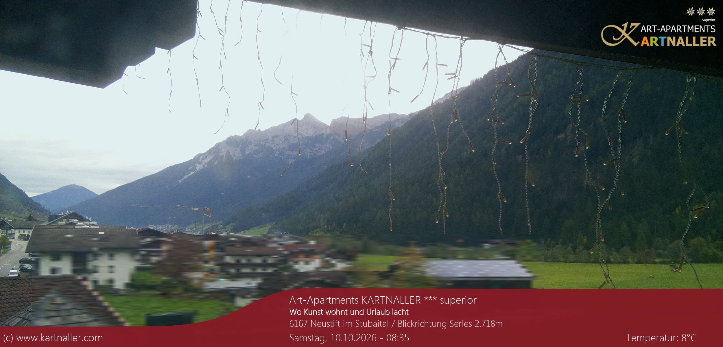 Archived image Webcam View to Neustift and Serles