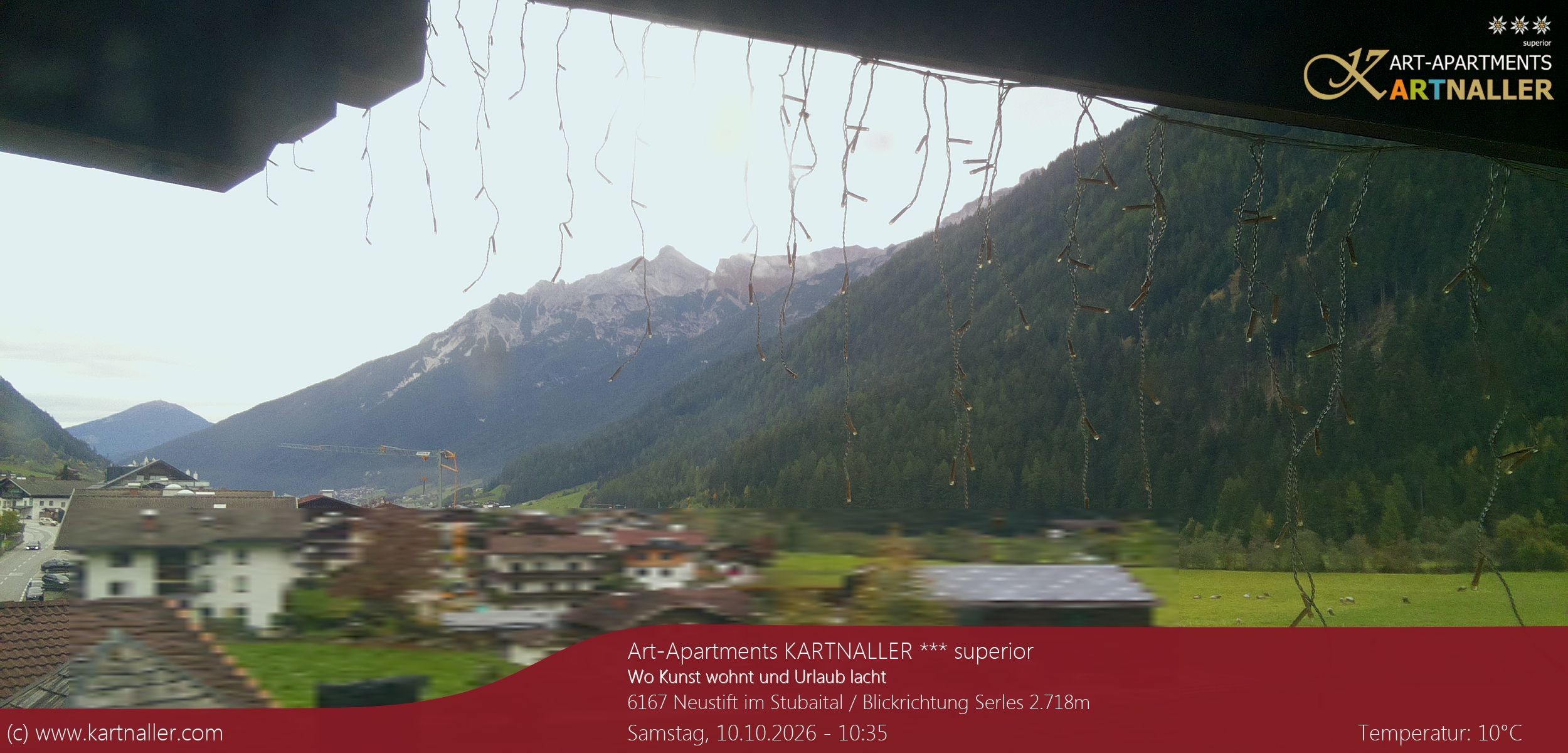 Archived image Webcam View to Neustift and Serles