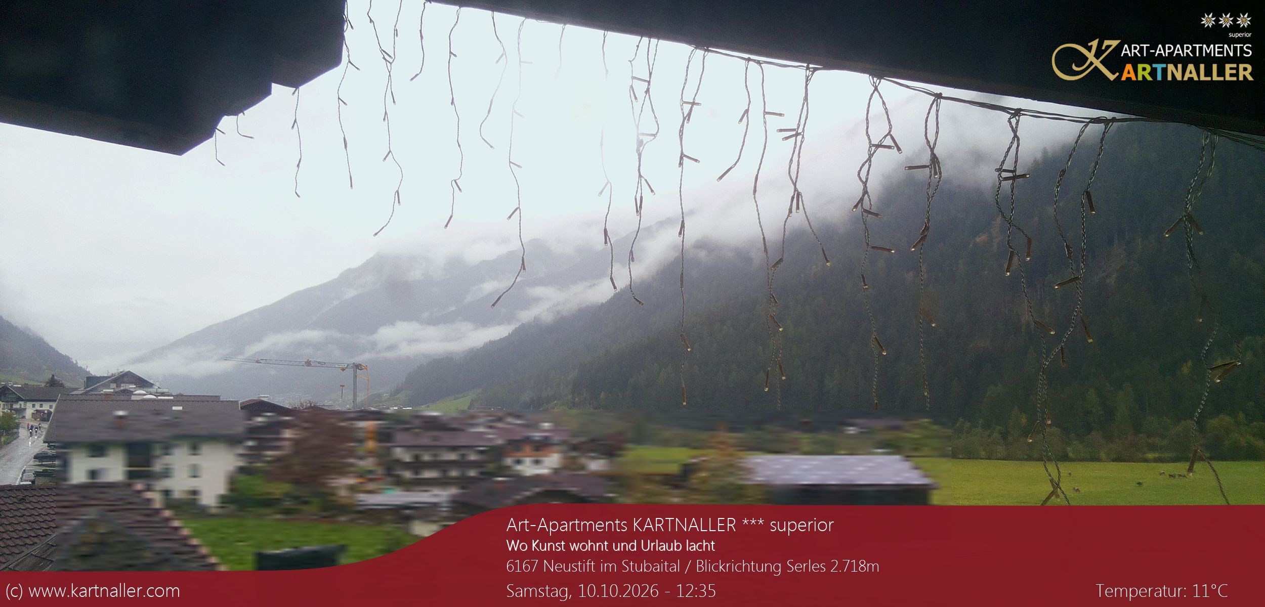 Archived image Webcam View to Neustift and Serles