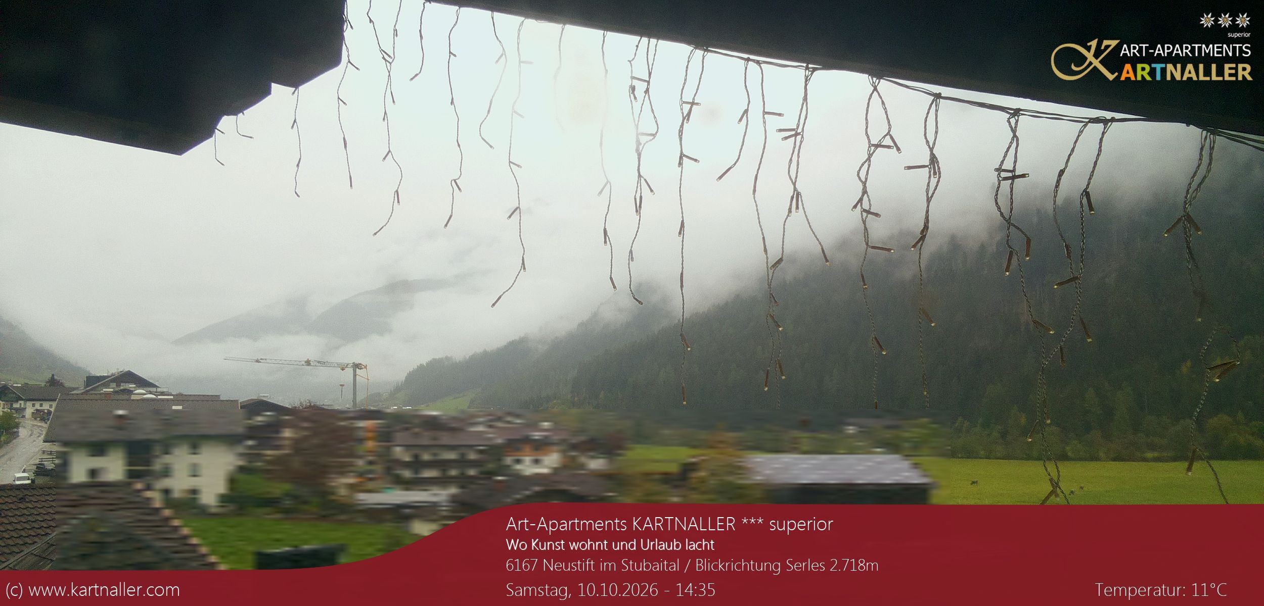 Archived image Webcam View to Neustift and Serles