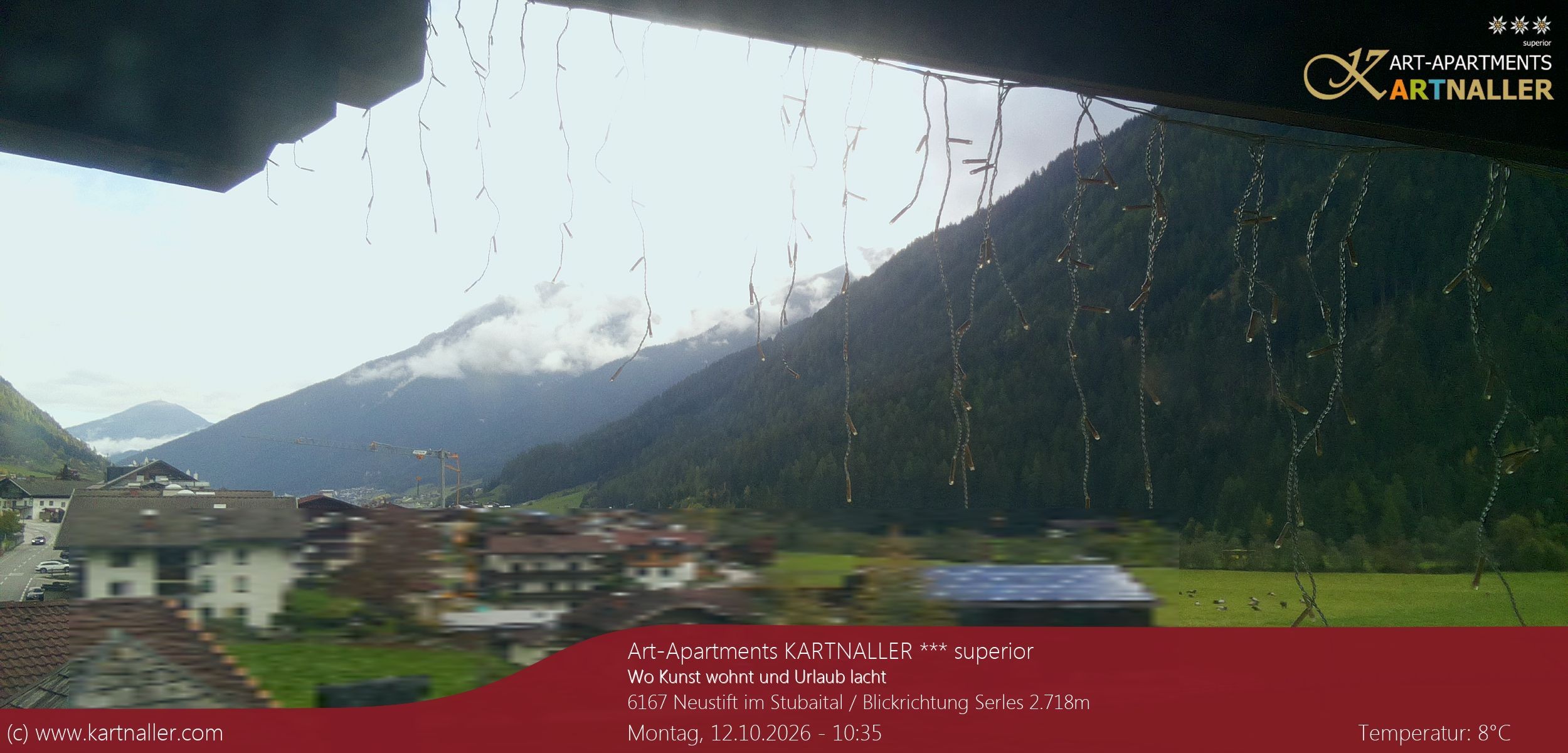 Archiv Foto Webcam Blick Neustift und Serles / Stubaital