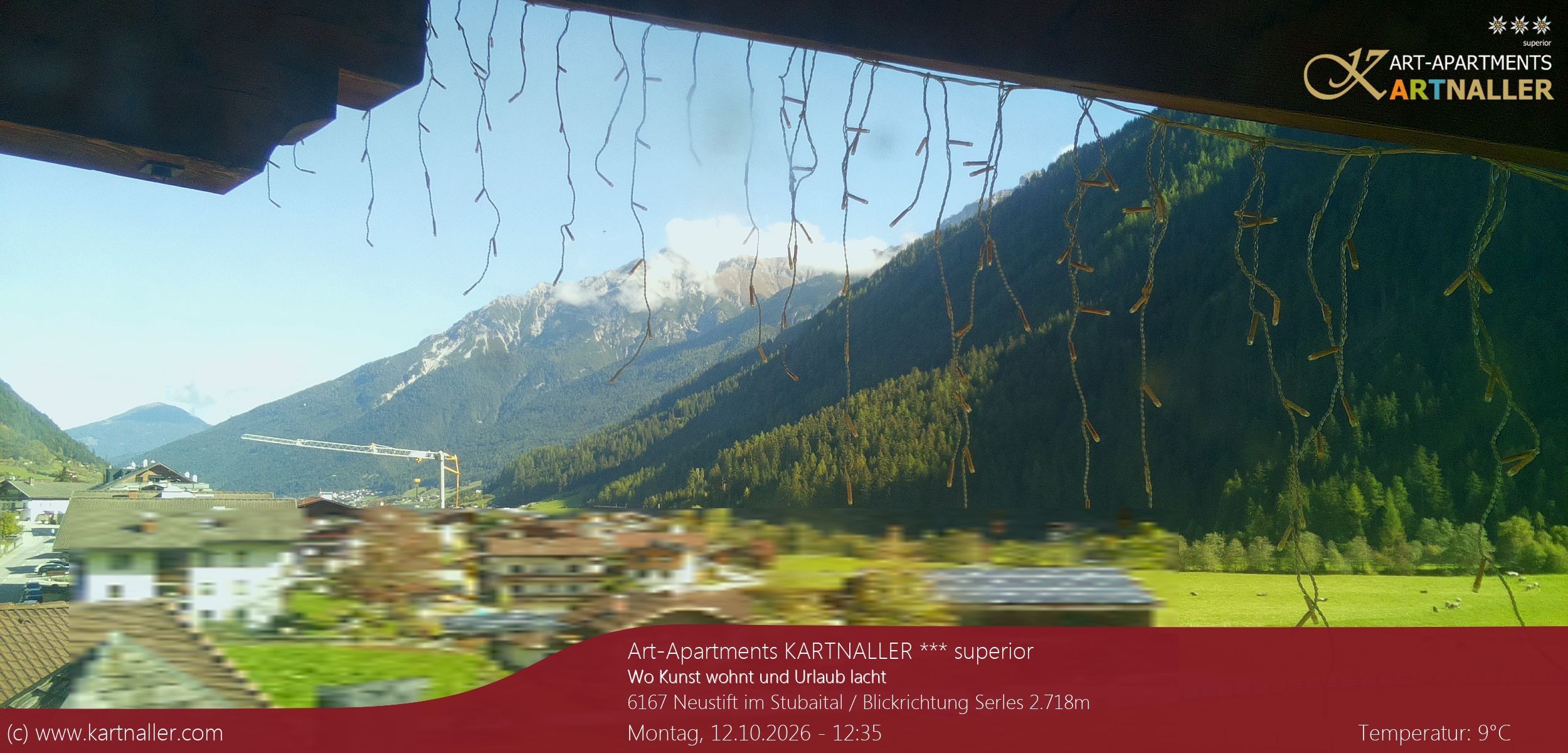 Archiv Foto Webcam Blick Neustift und Serles / Stubaital