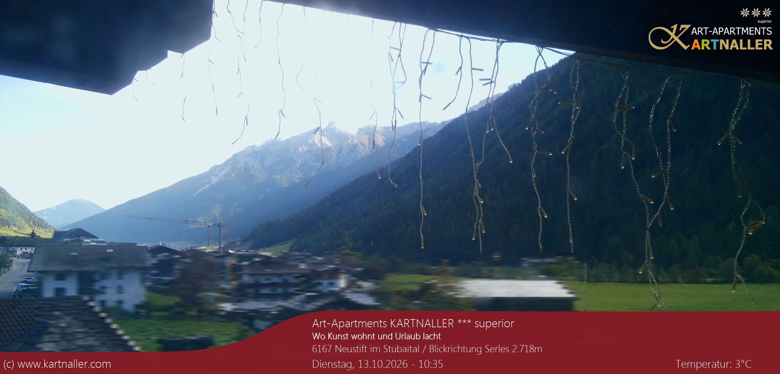 Archiv Foto Webcam Blick Neustift und Serles / Stubaital