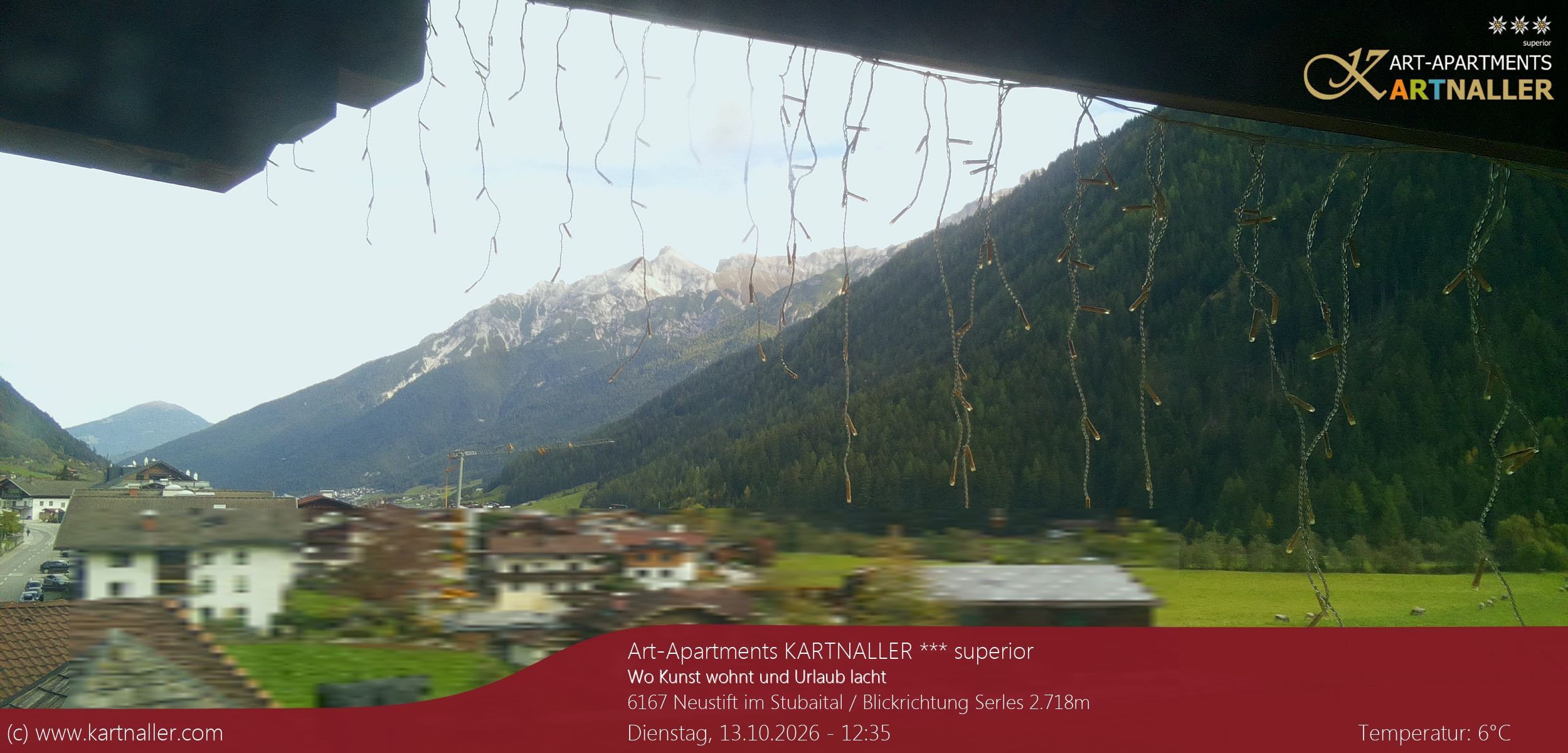 Archiv Foto Webcam Blick Neustift und Serles / Stubaital