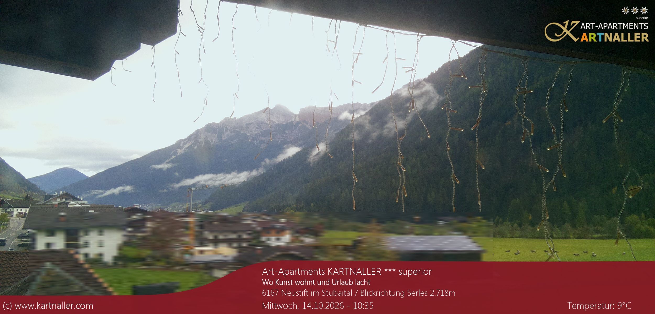 Archiv Foto Webcam Blick Neustift und Serles / Stubaital