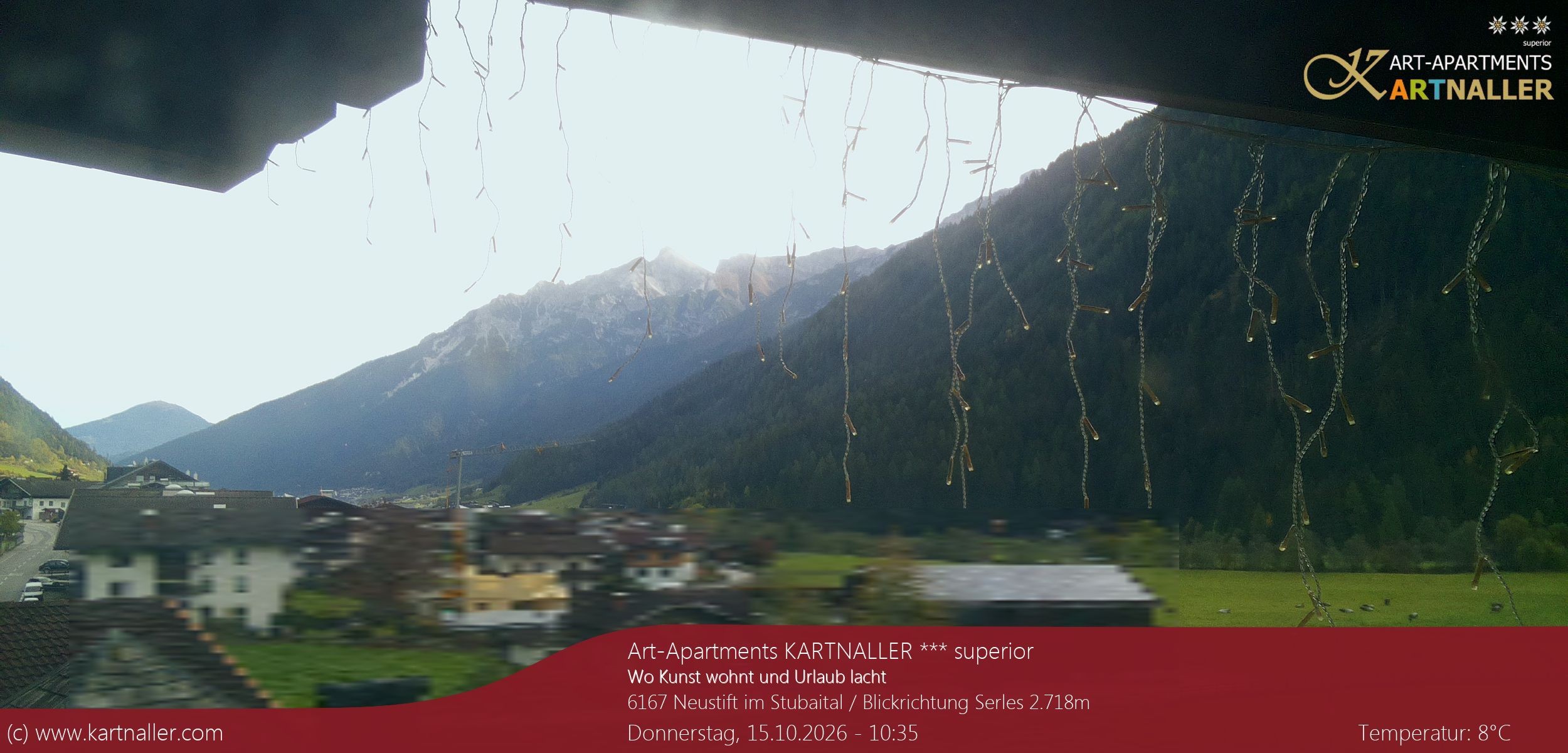 Archiv Foto Webcam Blick Neustift und Serles / Stubaital