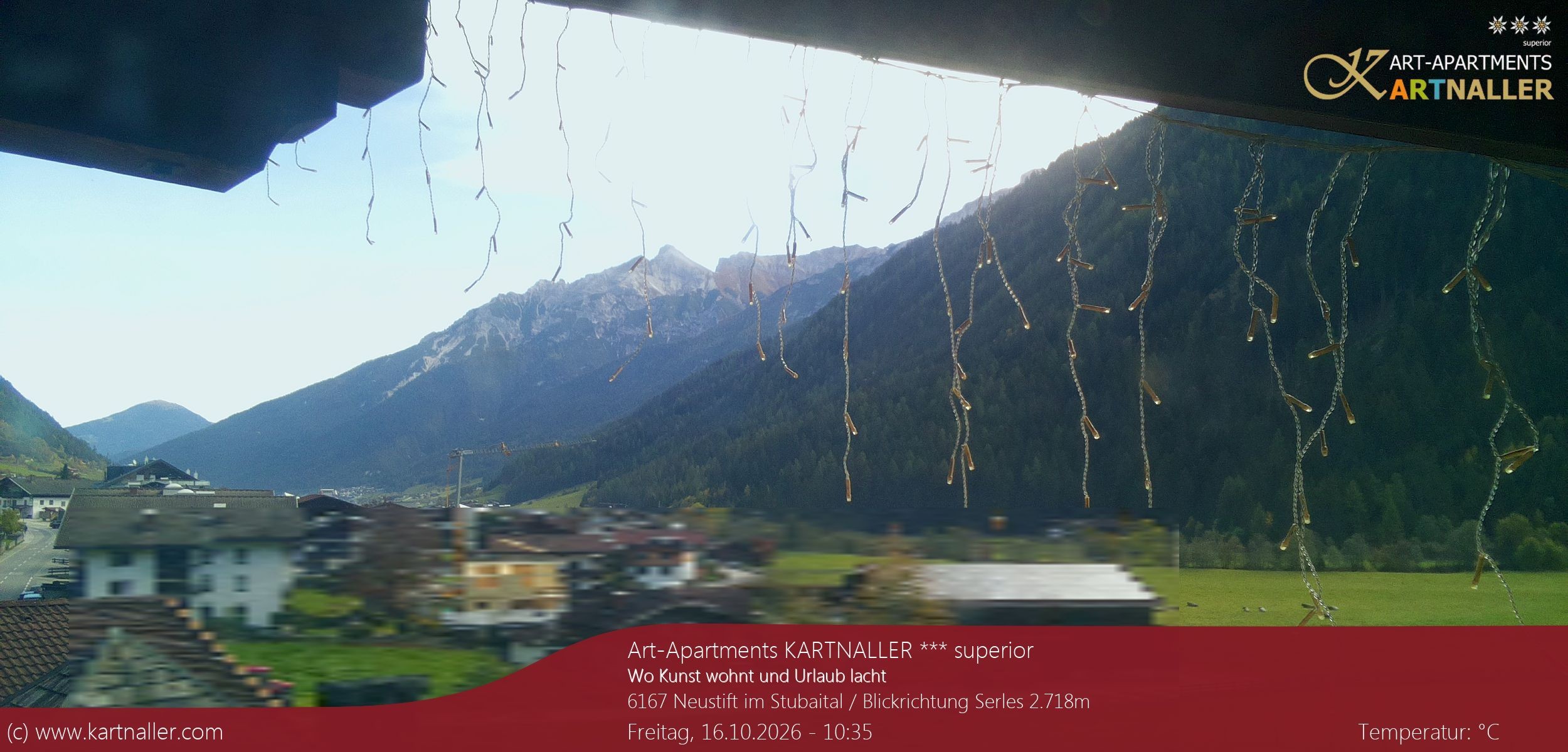 Archiv Foto Webcam Blick Neustift und Serles / Stubaital