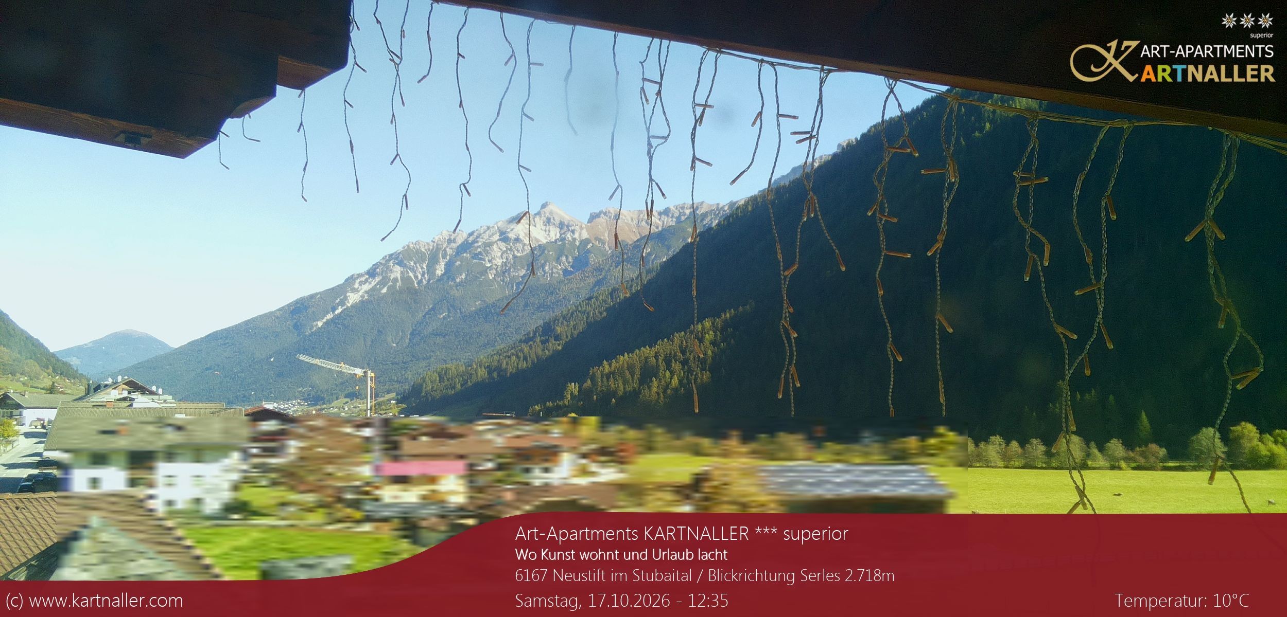 Archiv Foto Webcam Blick Neustift und Serles / Stubaital