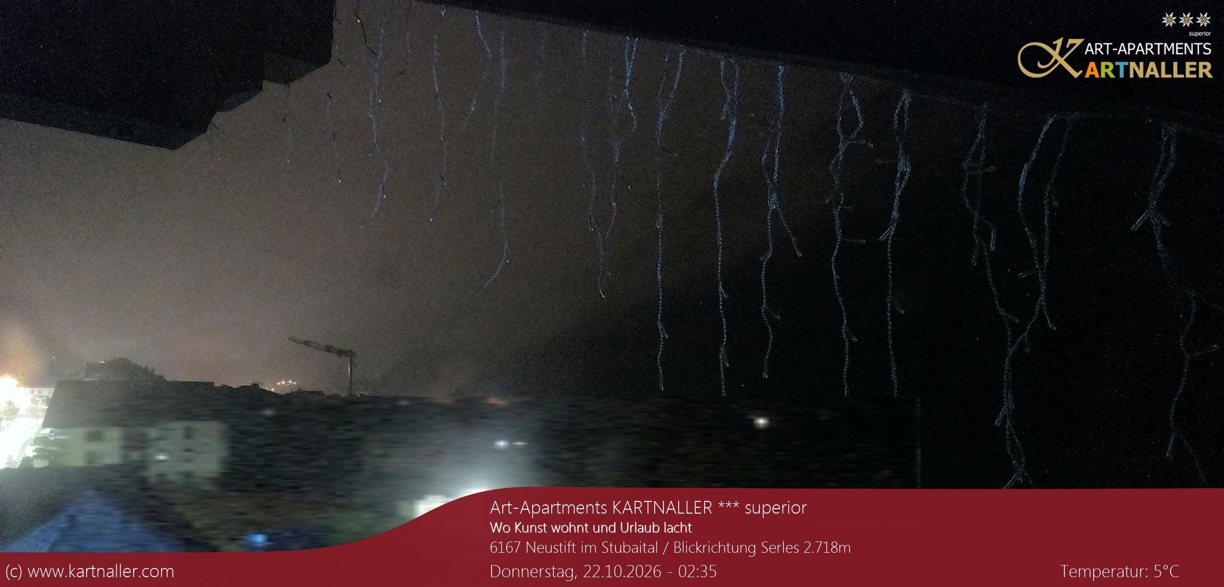 Archived image Webcam View to Neustift and Serles