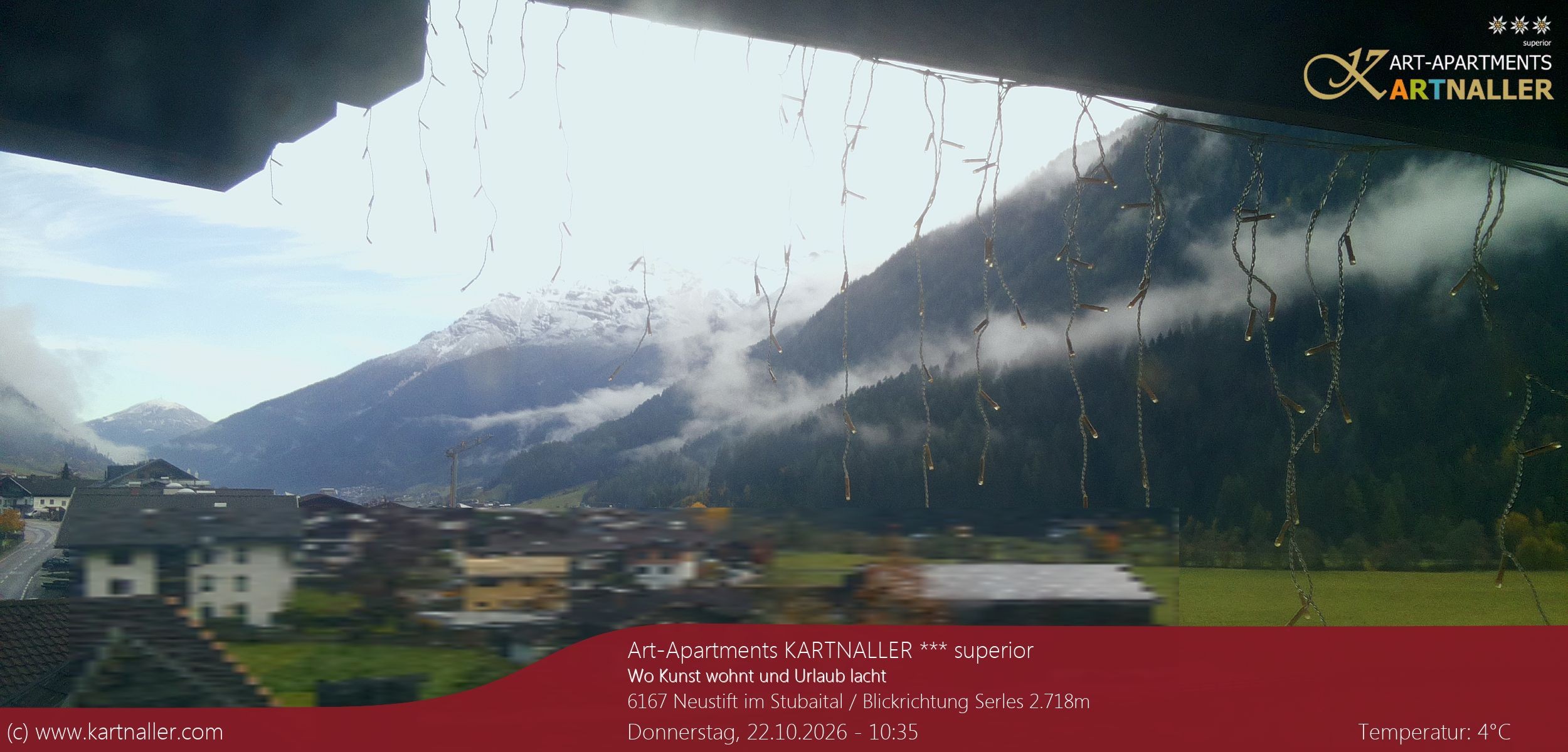 Archived image Webcam View to Neustift and Serles