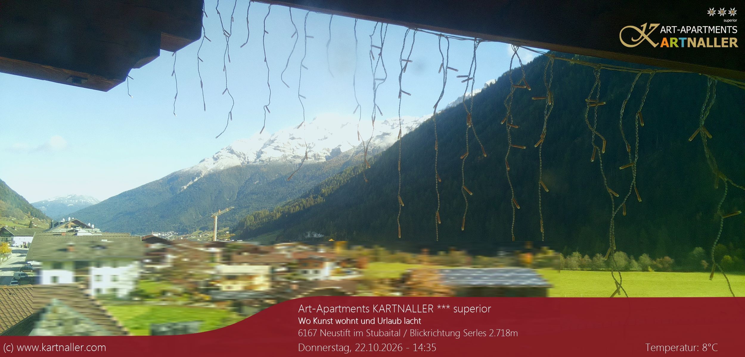 Archived image Webcam View to Neustift and Serles