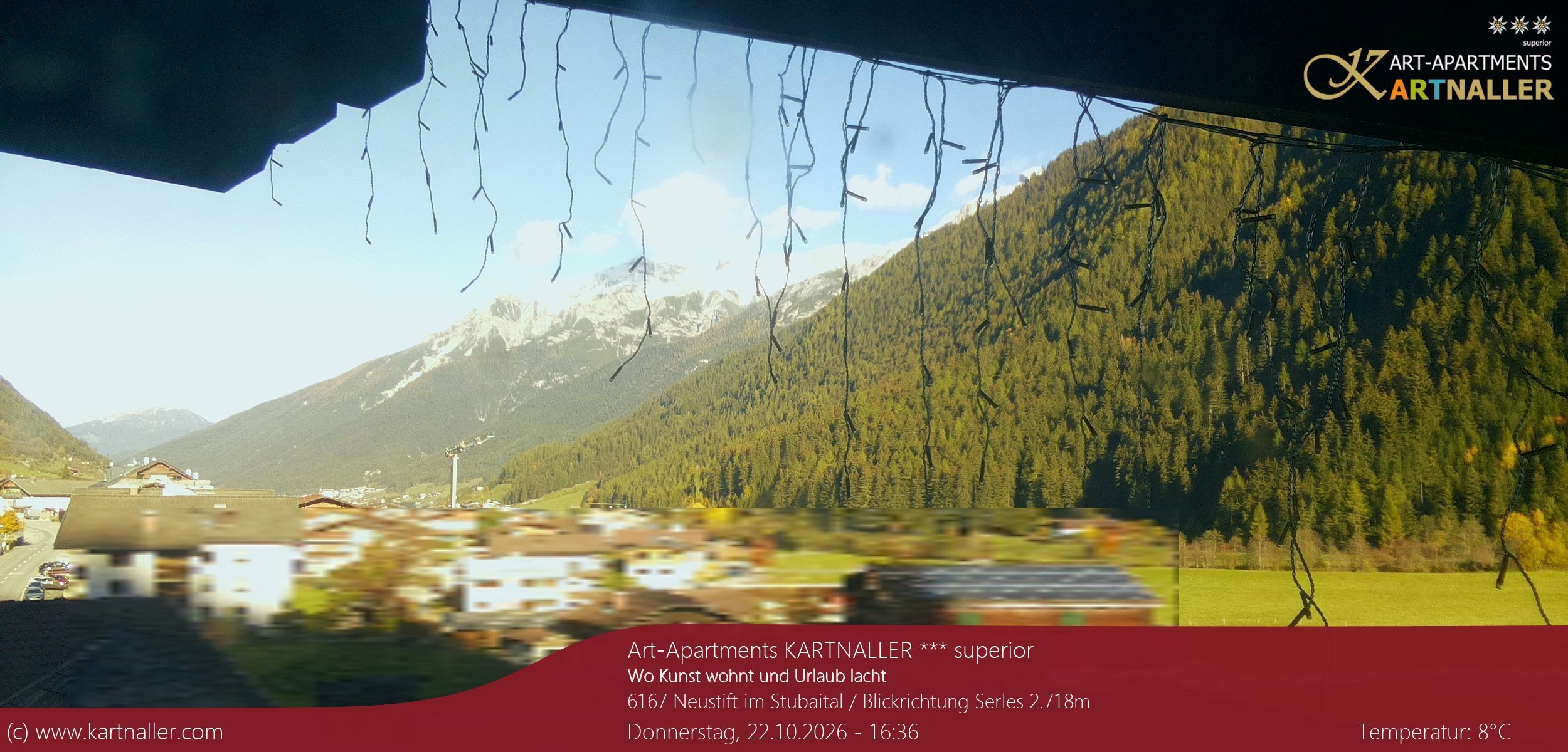 Archived image Webcam View to Neustift and Serles