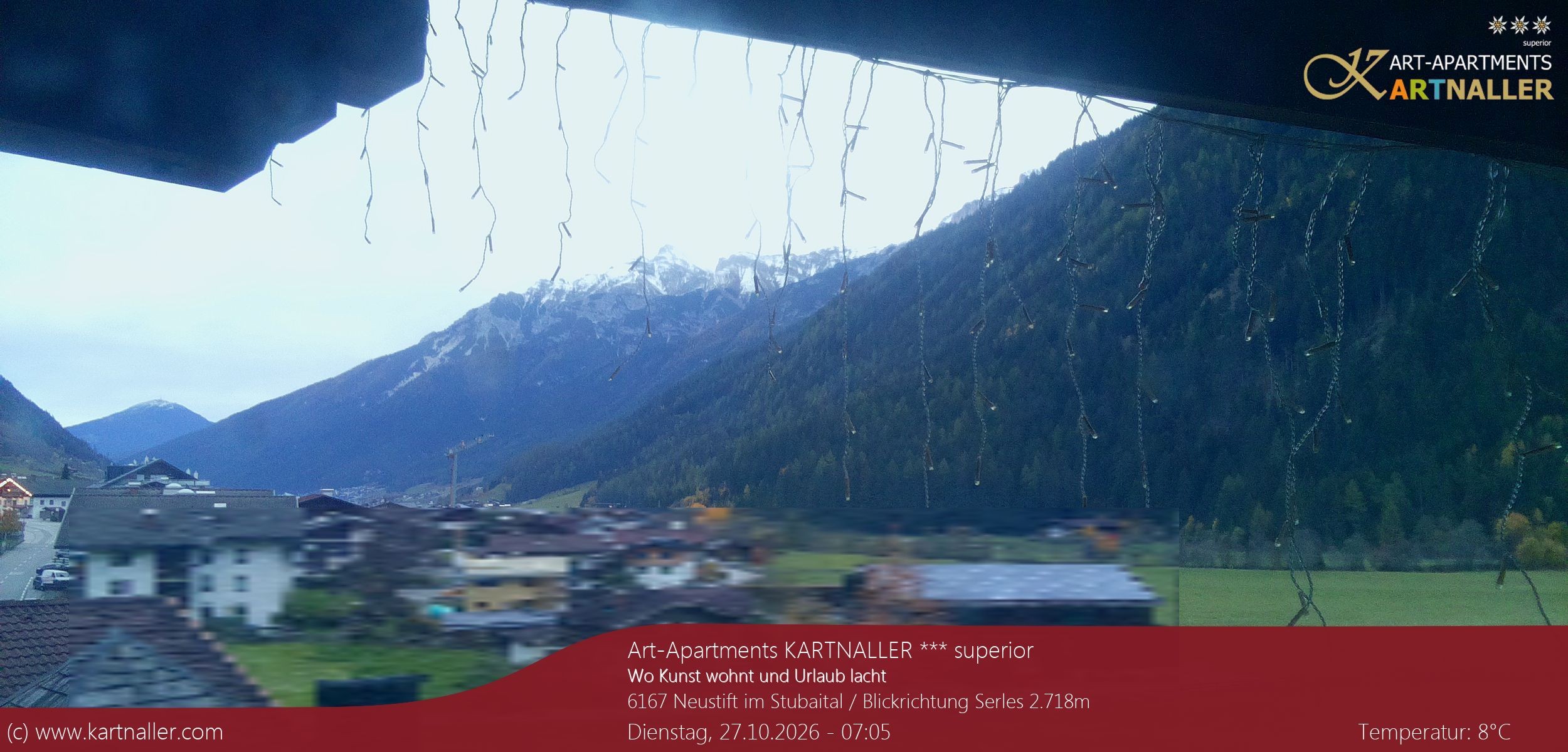 Archived image Webcam View to Neustift and Serles