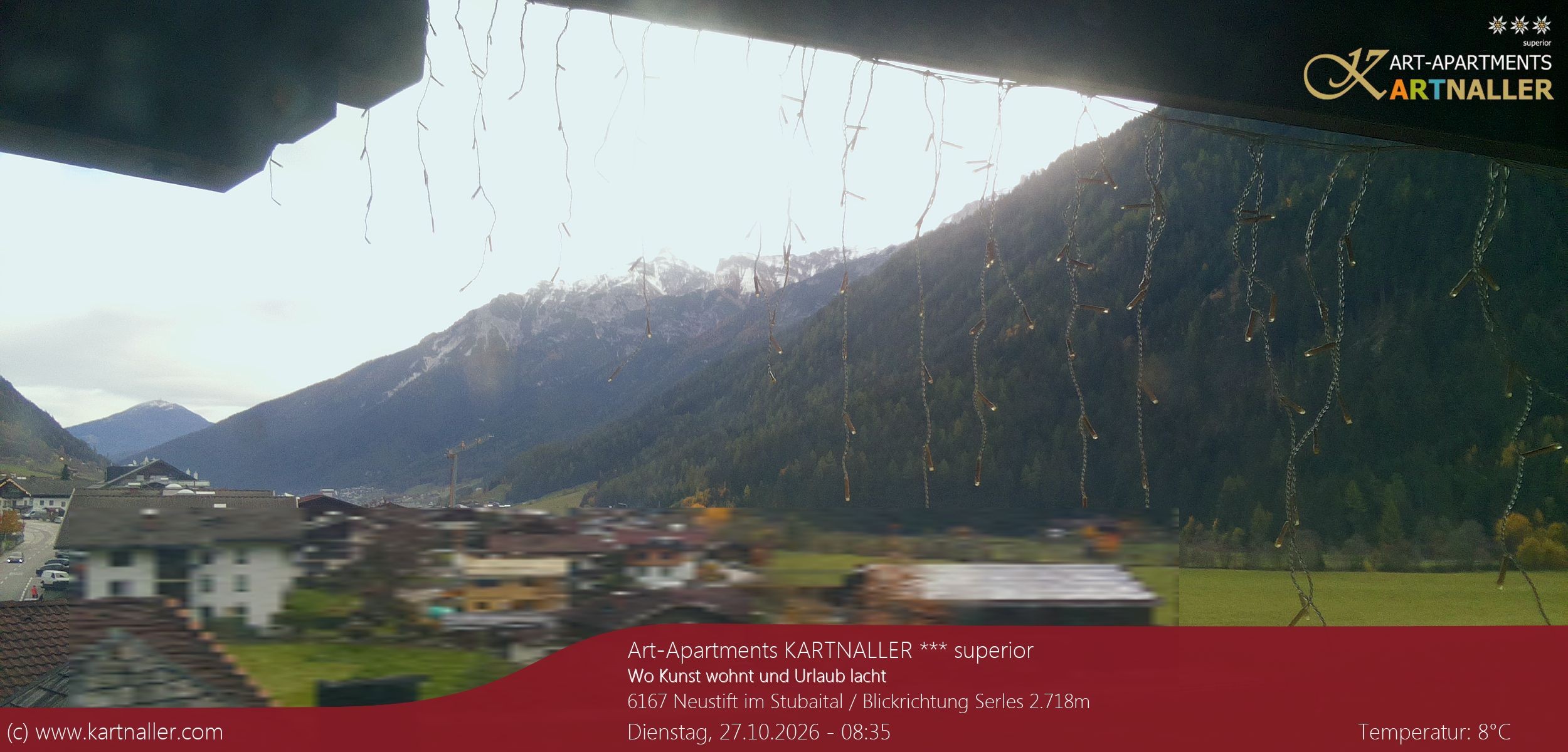 Archived image Webcam View to Neustift and Serles