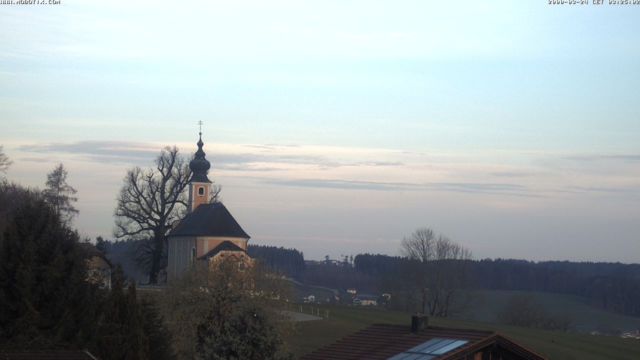 Archived image Webcam Waging: Church of Pilgrimage Maria Mühlberg
