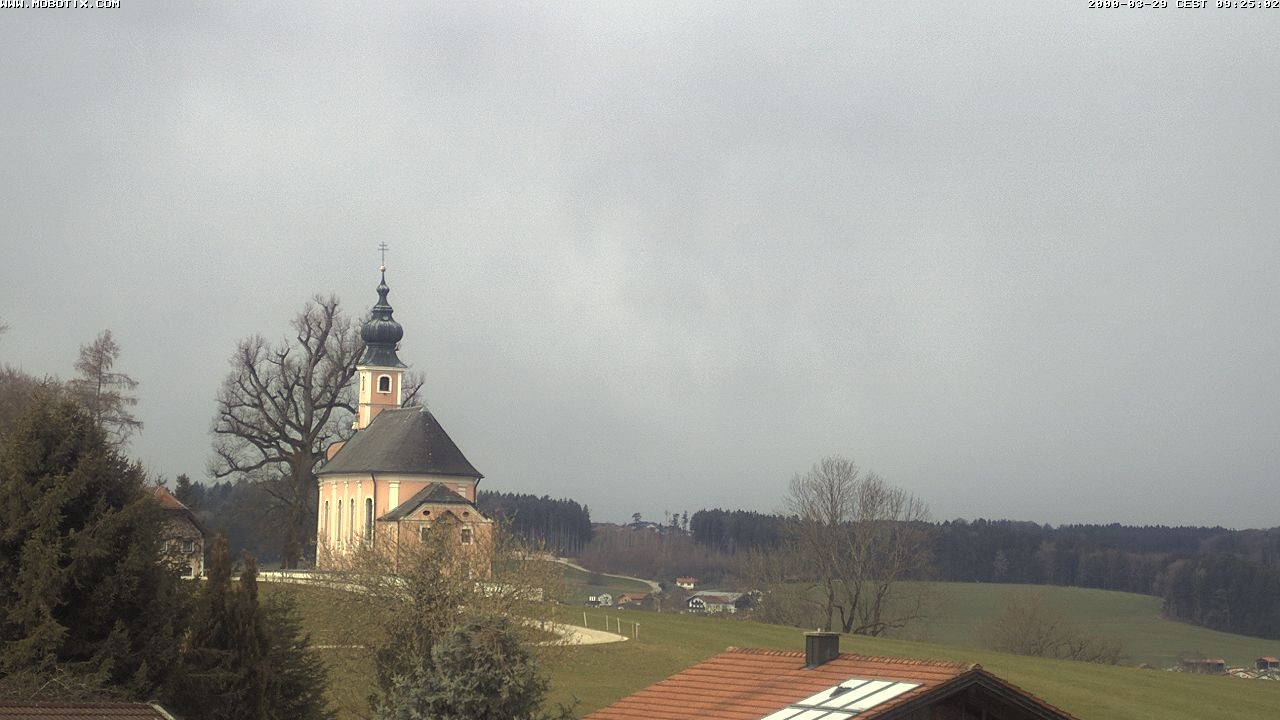 Archived image Webcam Waging: Church of Pilgrimage Maria Mühlberg
