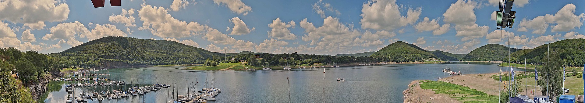 Archived image Webcam Lake Eder: Sailing Harbour Rehbach