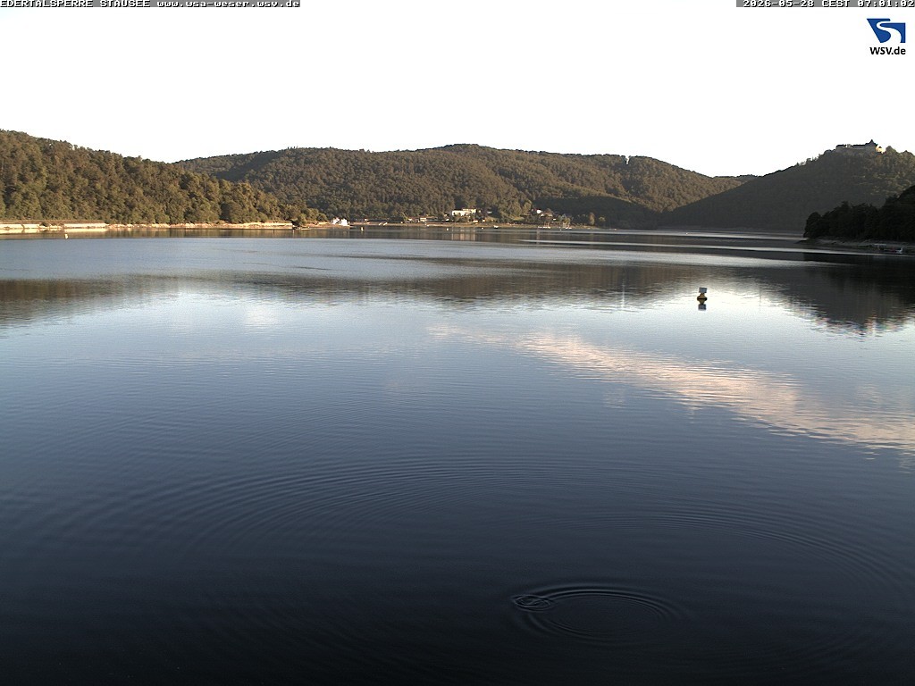 Archived image Webcam Lake Eder: View from Dam