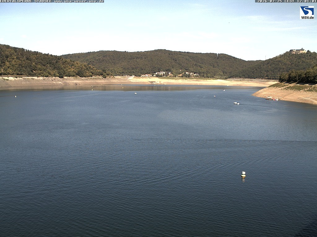 Archiv Foto Webcam Edertalsperre: Blick auf den Edersee