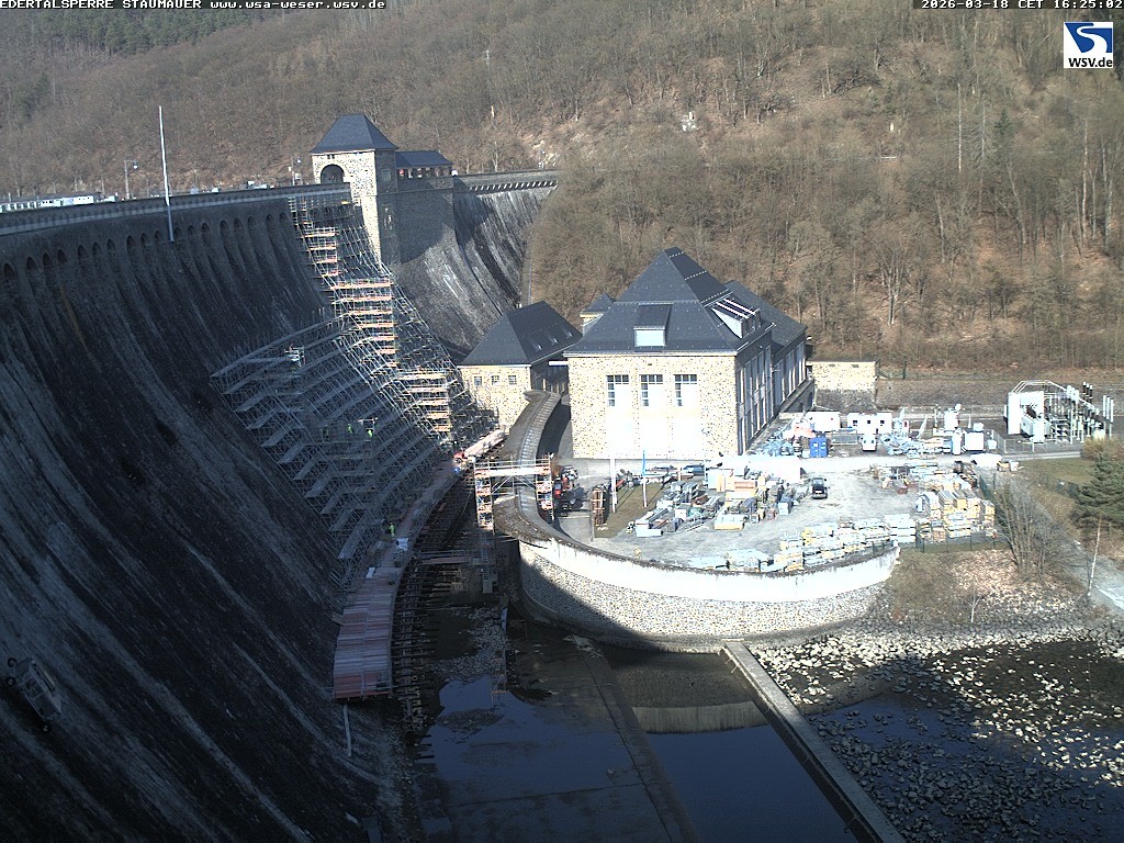 Archived image Webcam Lake Eder: View Dam