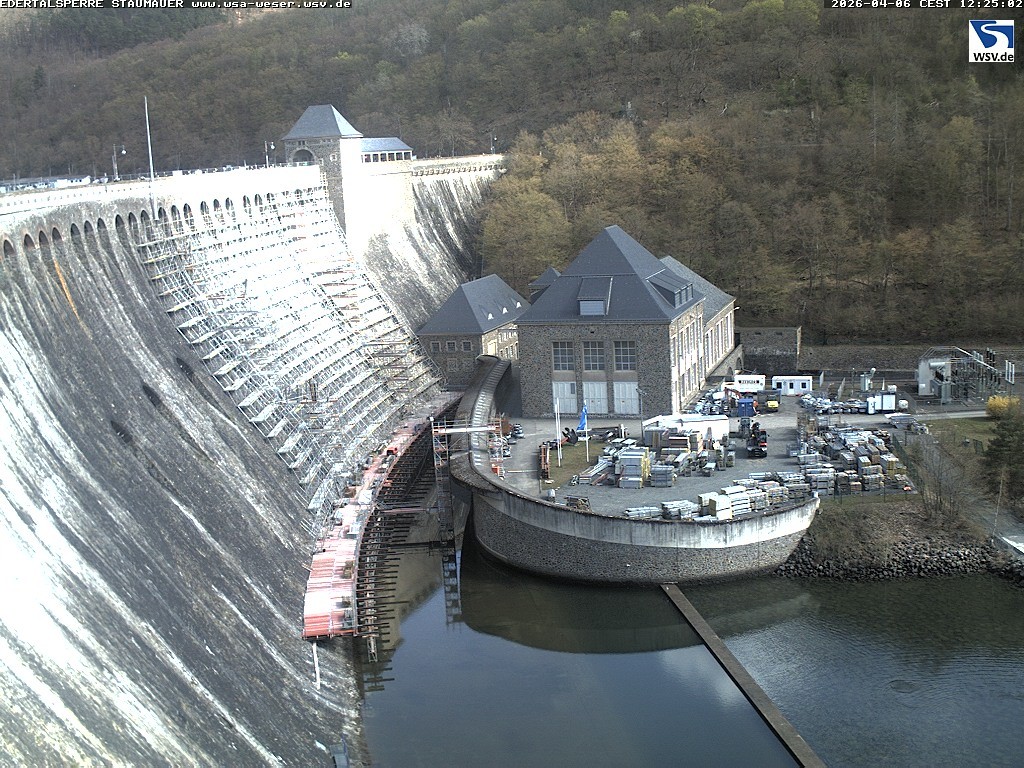 Archived image Webcam Lake Eder: View Dam