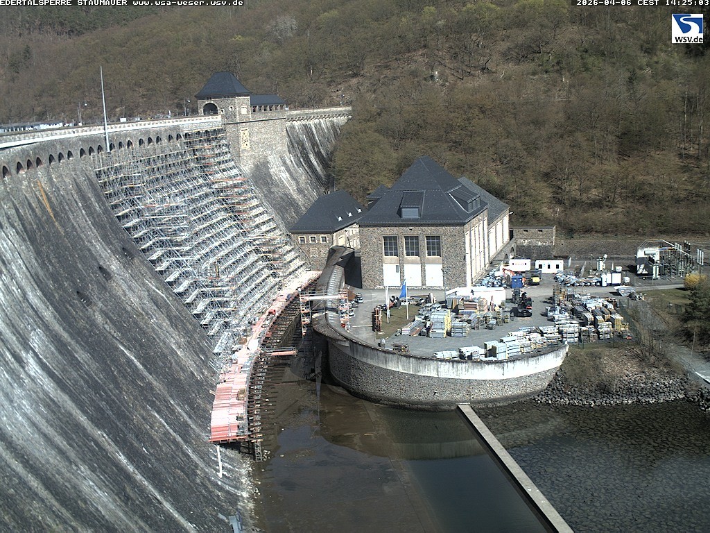 Archived image Webcam Lake Eder: View Dam