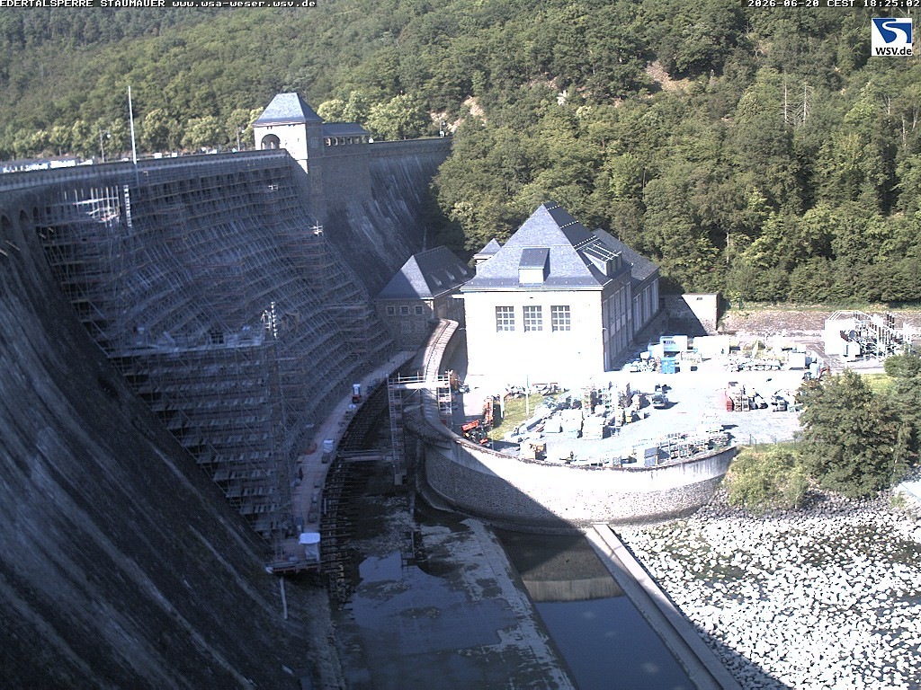 Archived image Webcam Lake Eder: View Dam