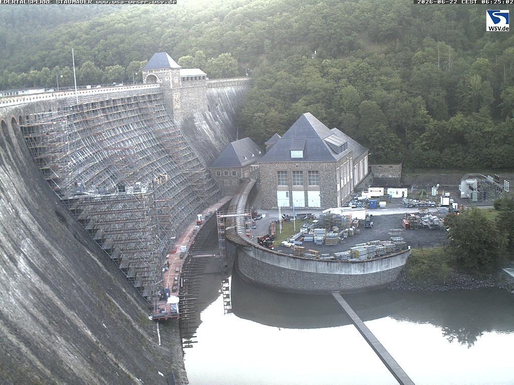 Archived image Webcam Lake Eder: View Dam