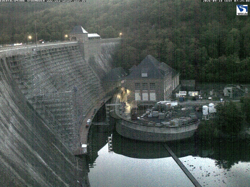 Archived image Webcam Lake Eder: View Dam
