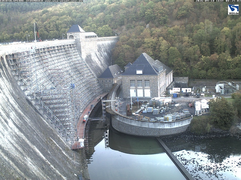 Archived image Webcam Lake Eder: View Dam