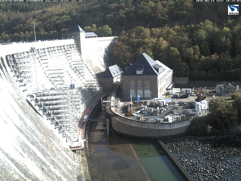 Archived image Webcam Lake Eder: View Dam