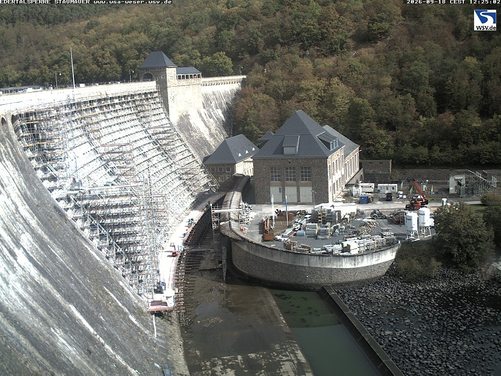 Archived image Webcam Lake Eder: View Dam
