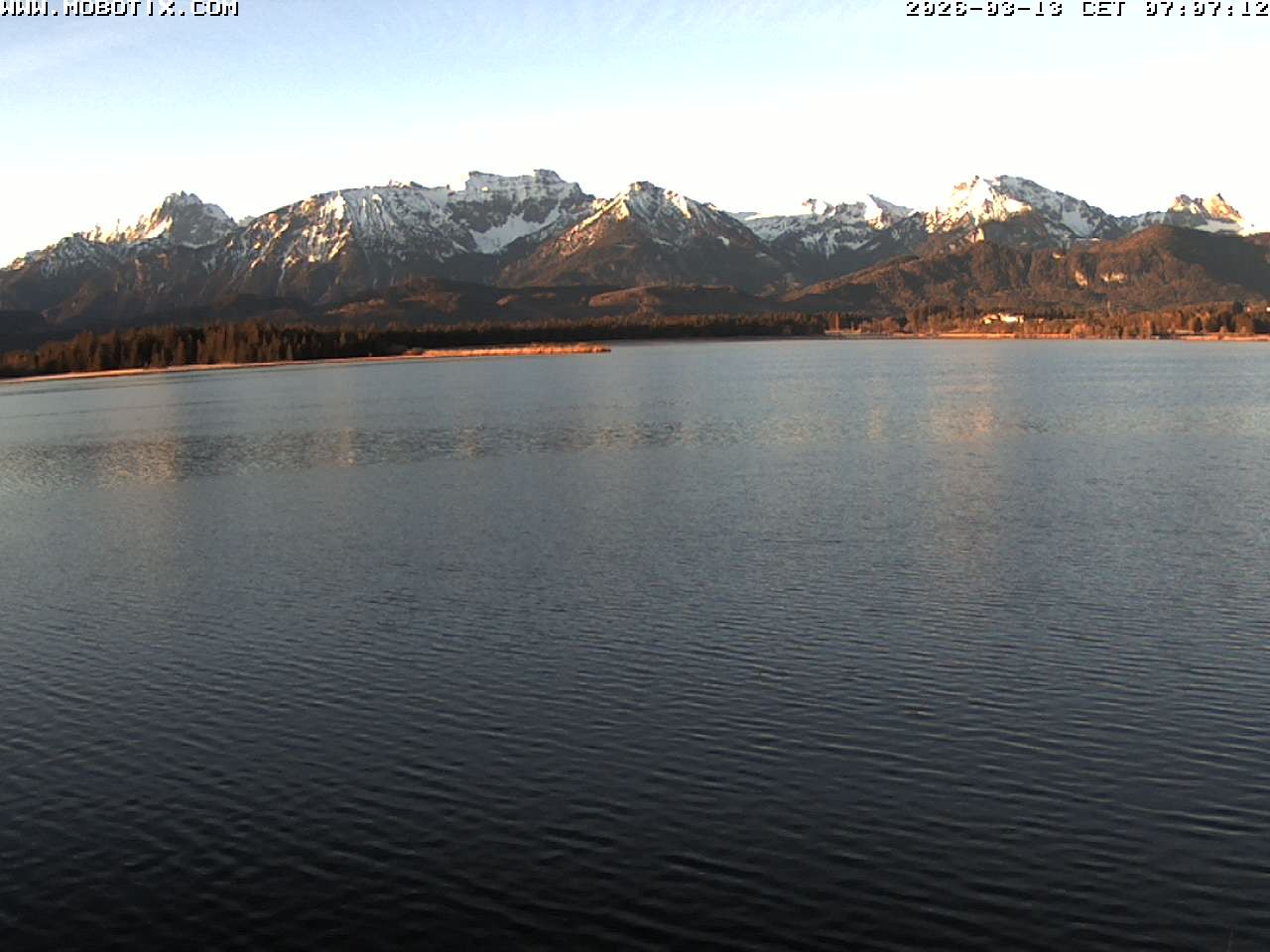 Archived image Webcam Hopfensee: View from Restaurant Fischerhütte