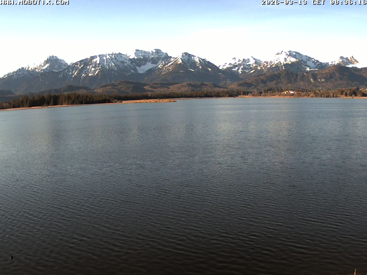 Archived image Webcam Hopfensee: View from Restaurant Fischerhütte