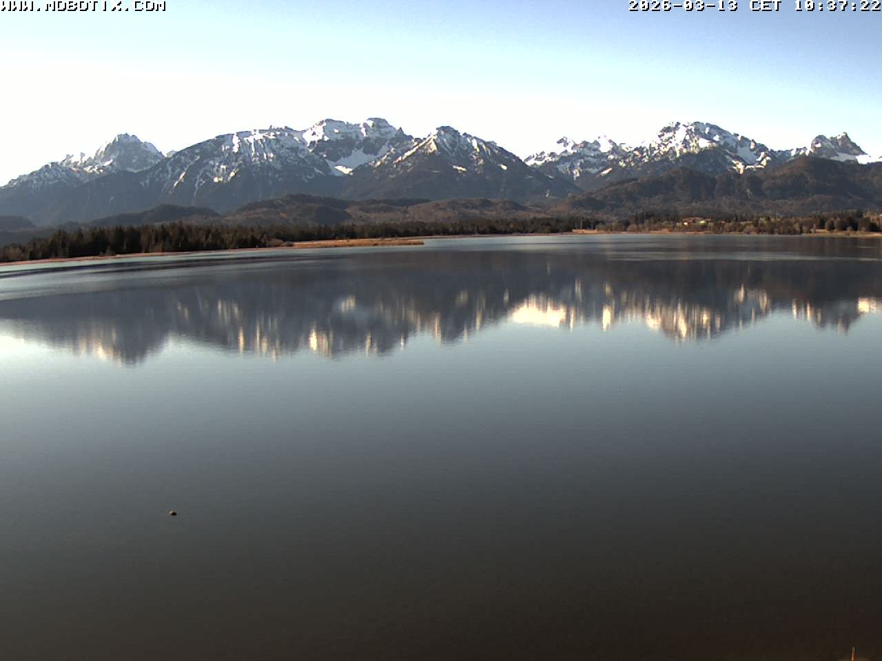 Archived image Webcam Hopfensee: View from Restaurant Fischerhütte