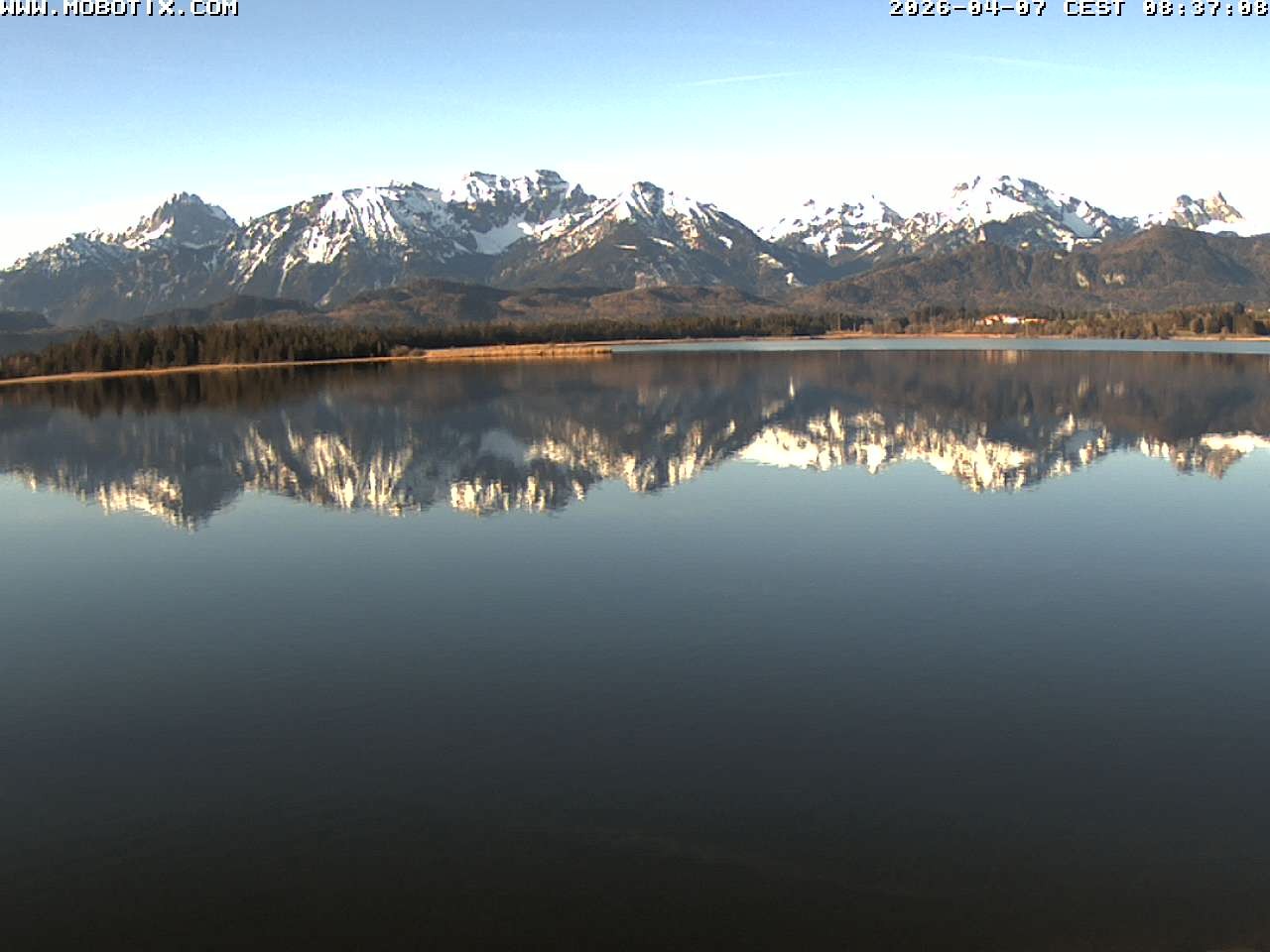 Archived image Webcam Hopfensee: View from Restaurant Fischerhütte