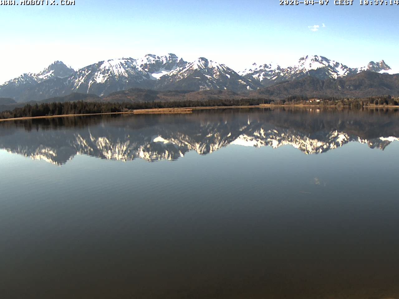 Archived image Webcam Hopfensee: View from Restaurant Fischerhütte