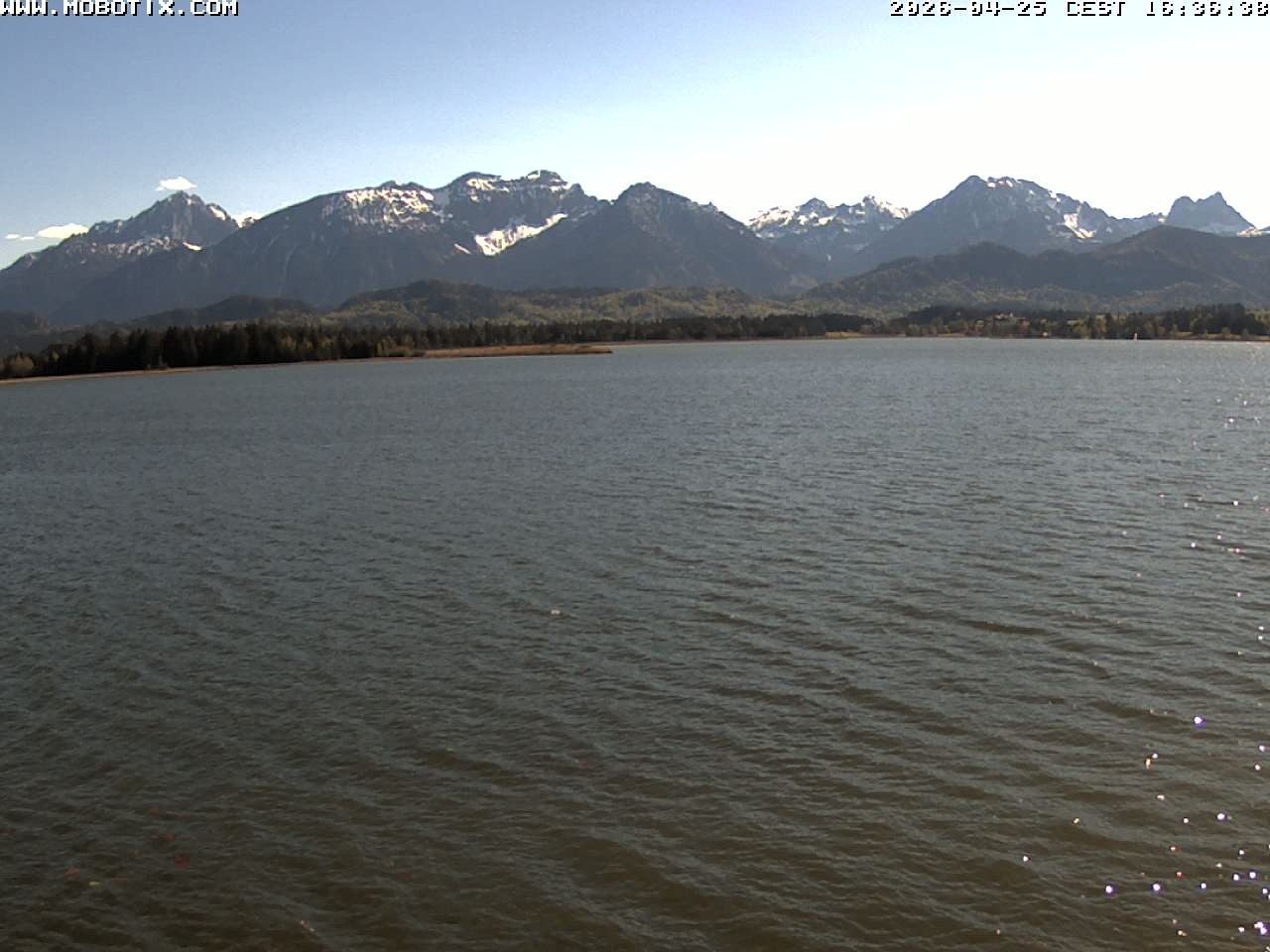 Archived image Webcam Hopfensee: View from Restaurant Fischerhütte