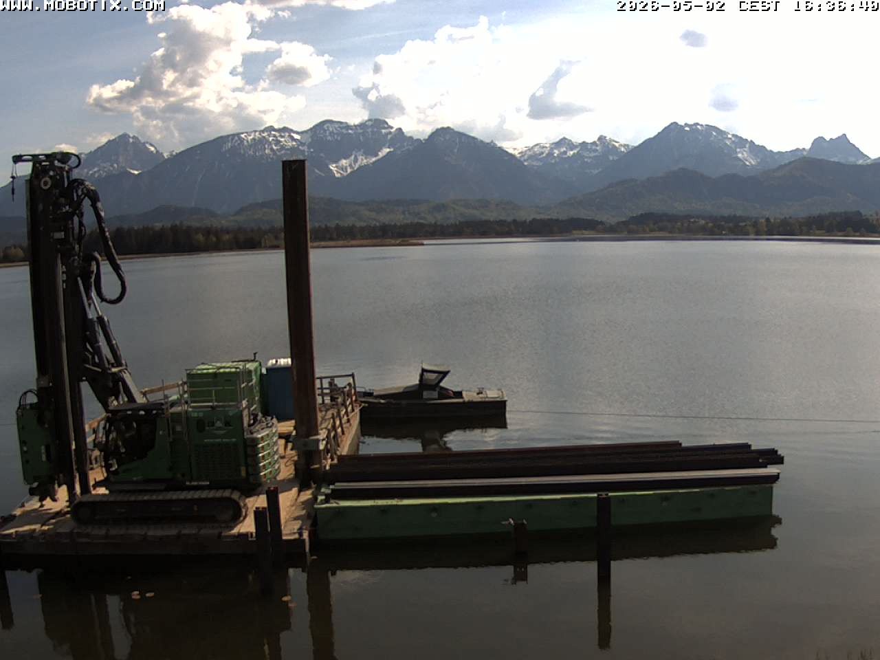 Archived image Webcam Hopfensee: View from Restaurant Fischerhütte