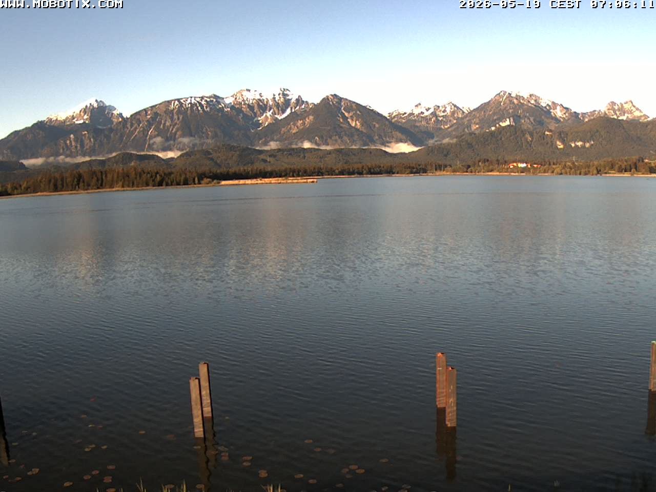 Archived image Webcam Hopfensee: View from Restaurant Fischerhütte
